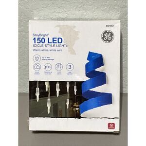 GE Staybright 150 LED Icicle Style Lights Warm White Indoor Outdoor 16 Ft String